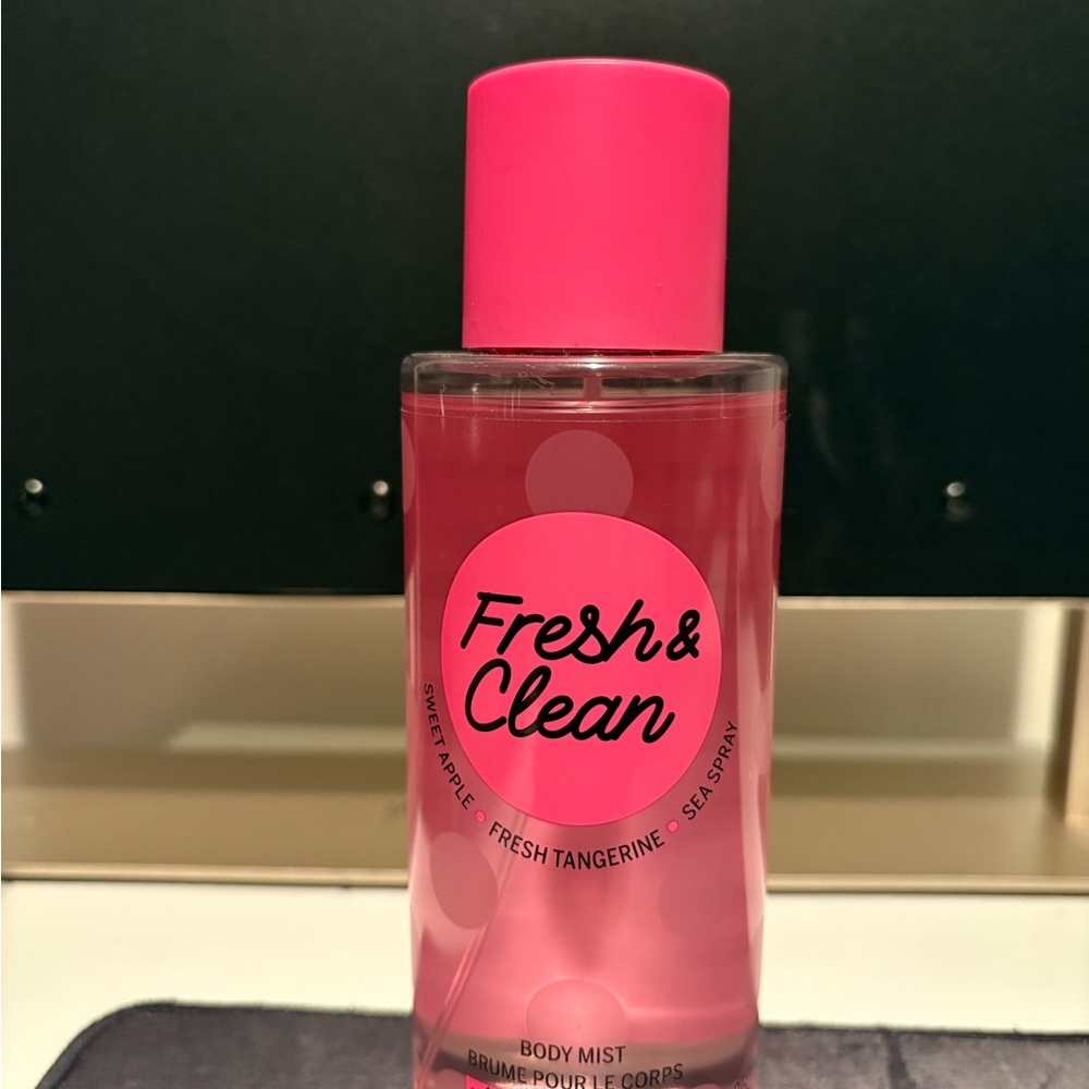 PINK Victoria's Secret Fresh & Clean Body Mist — Hot Pink Bottle